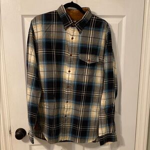 Men's Blue and White Plaid Shirt